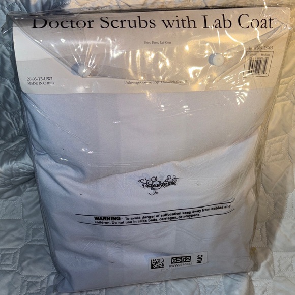 Doctor Scrubs with Lab Coat Stethoscope Halloween Costume Med NWT - Picture 4 of 10